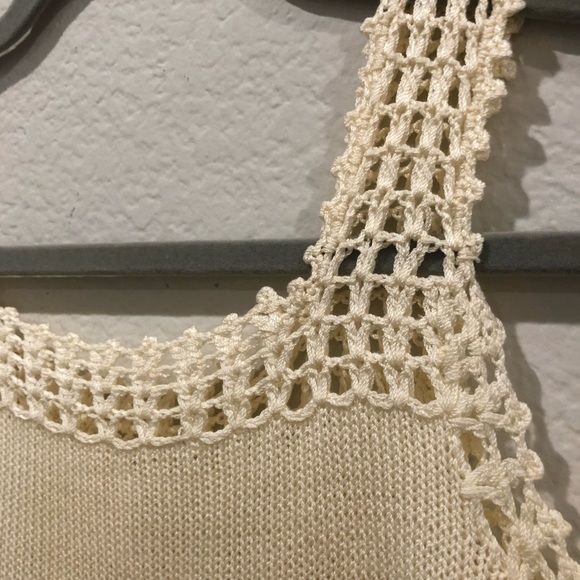Cream Pointelle Knit Sleeveless Top - Picture 3 of 12